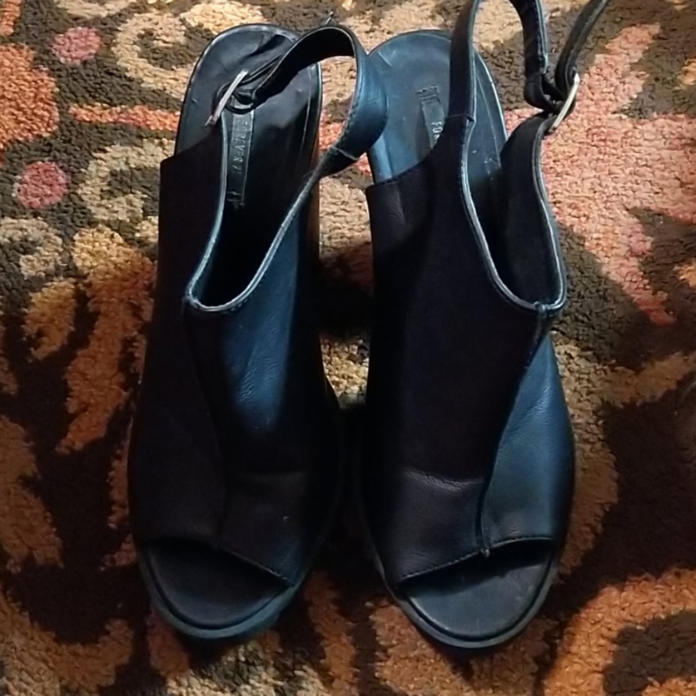 Black leather heels